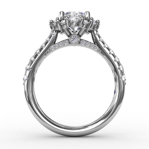 Contemporary Engagement Ring With Prong-Set Diamond Halo Image 2 J. Thomas Jewelers Rochester Hills, MI