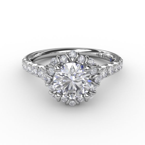 Halo Diamond Engagement Ring Image 3 Castle Couture Fine Jewelry Manalapan, NJ