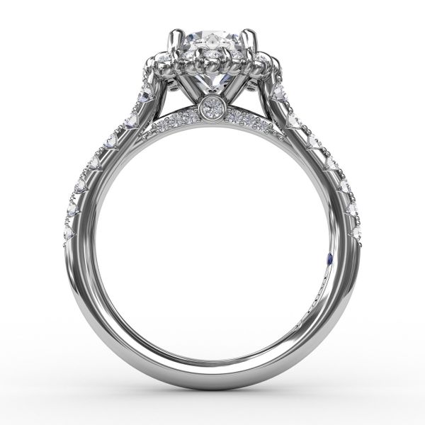 Halo Diamond Engagement Ring Image 2 Castle Couture Fine Jewelry Manalapan, NJ