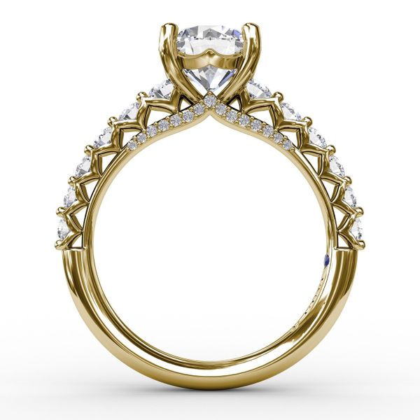 Contemporary Diamond Solitaire Engagement Ring With Openwork Diamond Band Image 2 Almassian Jewelers, LLC Grand Rapids, MI