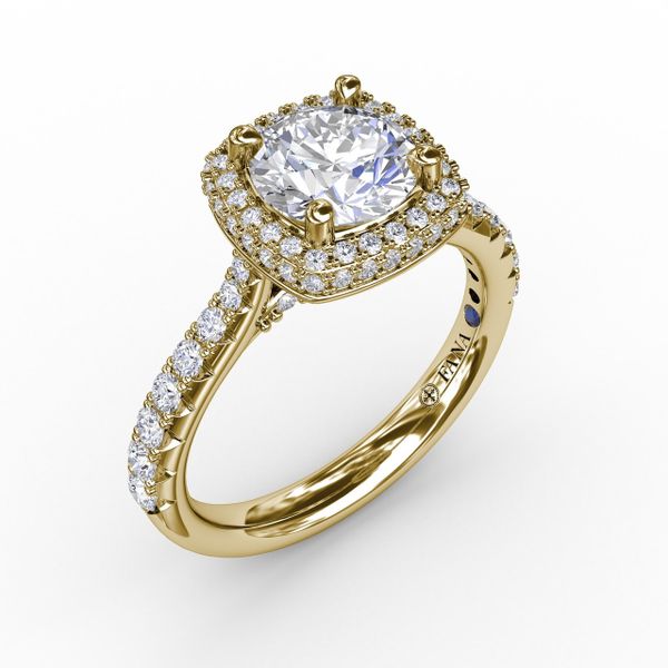 Cushion-Shaped Waterfall Halo Diamond Engagement Ring Parris Jewelers Hattiesburg, MS