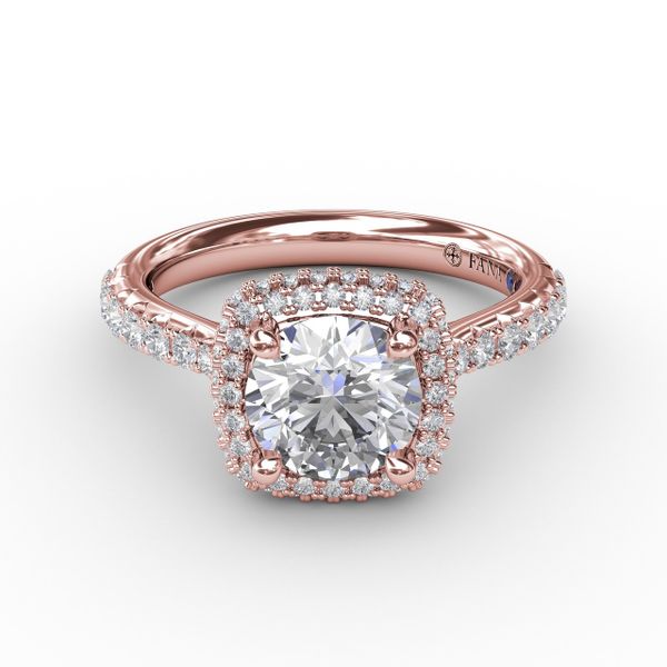 Cushion-Shaped Waterfall Halo Diamond Engagement Ring Image 3 S. Lennon & Co Jewelers New Hartford, NY