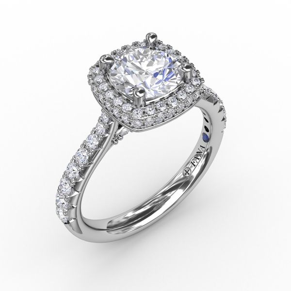 Cushion-Shaped Waterfall Halo Diamond Engagement Ring J. Thomas Jewelers Rochester Hills, MI