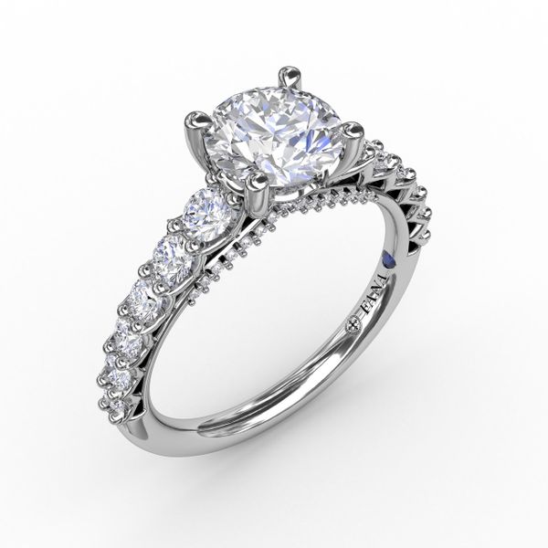 Contemporary Diamond Solitaire Engagement Ring With Openwork Diamond Band Parris Jewelers Hattiesburg, MS