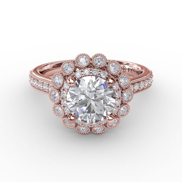 Vintage Double Halo Engagement Ring With Milgrain Details Image 3 Almassian Jewelers, LLC Grand Rapids, MI