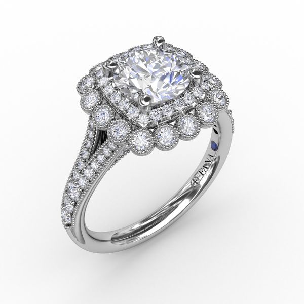 Vintage Double Halo Engagement Ring With Milgrain Details John Herold Jewelers Randolph, NJ