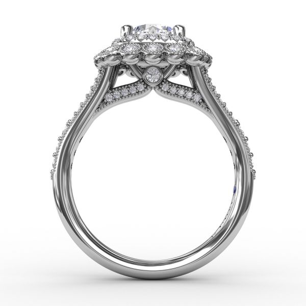 Vintage Double Halo Engagement Ring With Milgrain Details Image 2 John Herold Jewelers Randolph, NJ