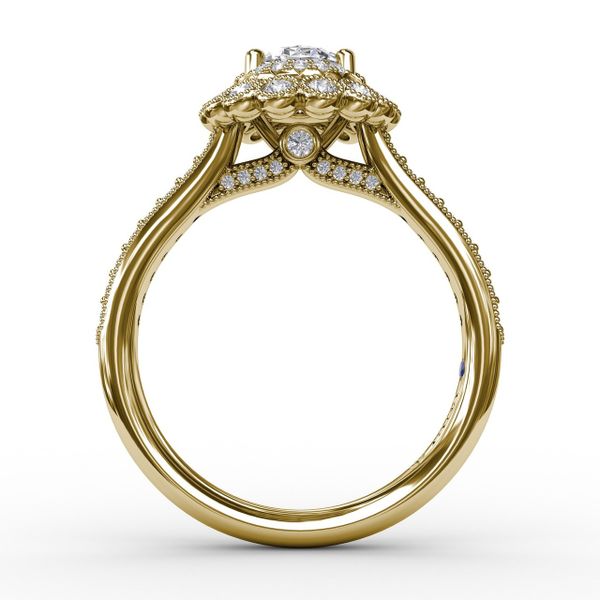 Vintage Double Halo Oval Engagement Ring With Milgrain Details Image 2 S. Lennon & Co Jewelers New Hartford, NY