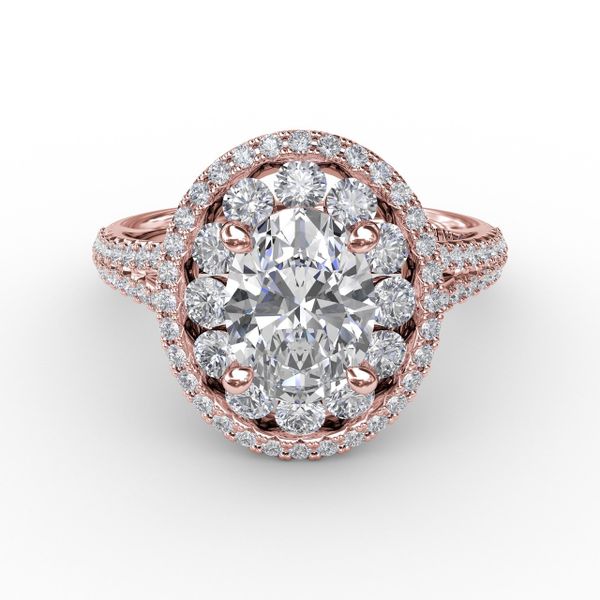 Double Halo Round Diamond Engagement Ring With Split Diamond Shank Image 3 J. Thomas Jewelers Rochester Hills, MI