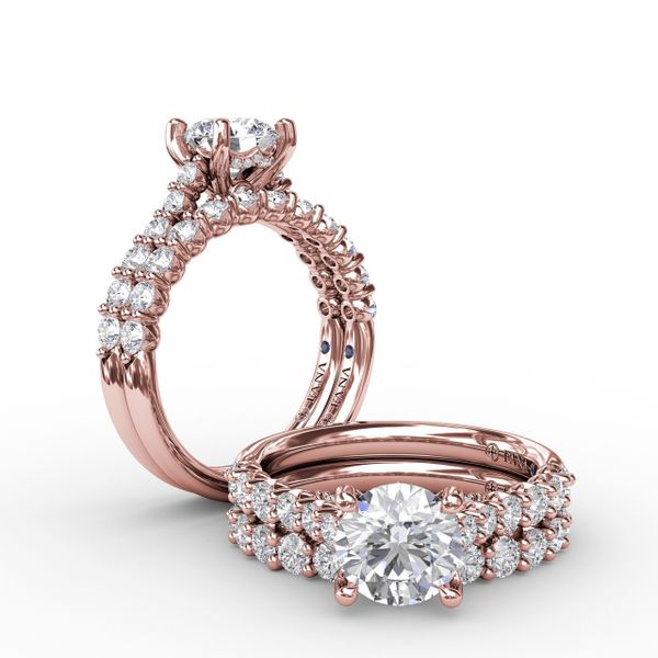 Double Halo Round Diamond Engagement Ring With Split Diamond Shank Image 4 S. Lennon & Co Jewelers New Hartford, NY