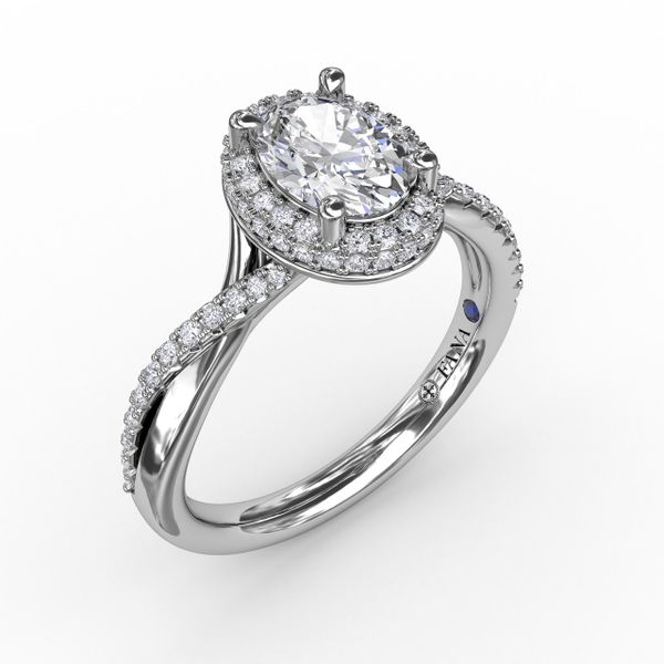 Oval Waterfall Halo Engagement Ring With Twisted Shank Almassian Jewelers, LLC Grand Rapids, MI