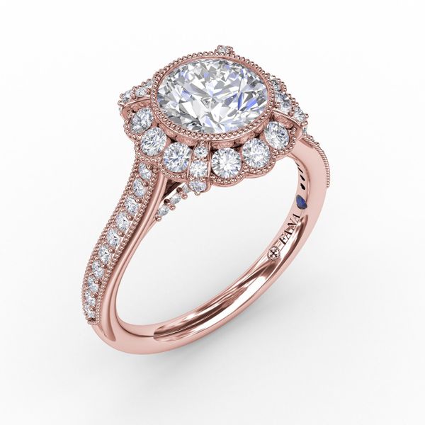 Vintage Scalloped Halo Engagement Ring With Milgrain Details The Diamond Center Claremont, CA