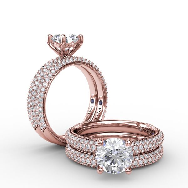 Classic Solitaire Engagement Ring With Seamless Pavé Band Image 4 Almassian Jewelers, LLC Grand Rapids, MI