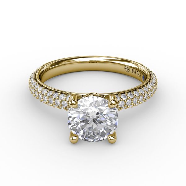Classic Solitaire Engagement Ring With Seamless Pavé Band Image 3 Almassian Jewelers, LLC Grand Rapids, MI