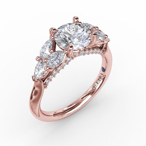 Floral Multi-Stone Engagement Ring With Diamond Leaves Almassian Jewelers, LLC Grand Rapids, MI