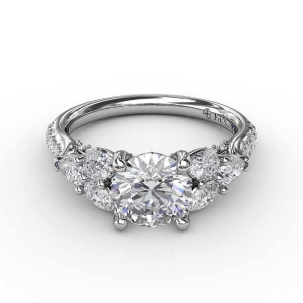 Floral Multi-Stone Engagement Ring With Diamond Leaves Image 3 Shannon Jewelers Spring, TX