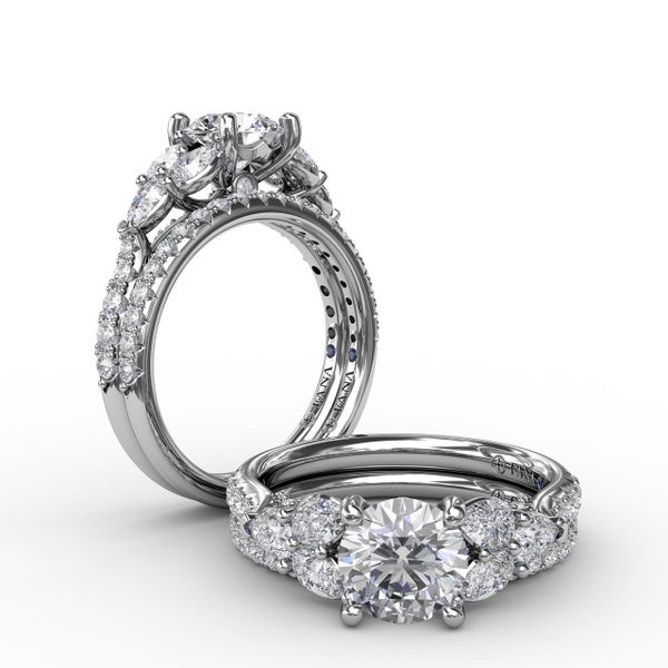 Floral Multi-Stone Engagement Ring With Diamond Leaves Image 4 J. Thomas Jewelers Rochester Hills, MI