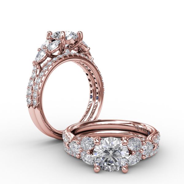 Floral Multi-Stone Engagement Ring With Diamond Leaves Image 4 Sanders Diamond Jewelers Pasadena, MD