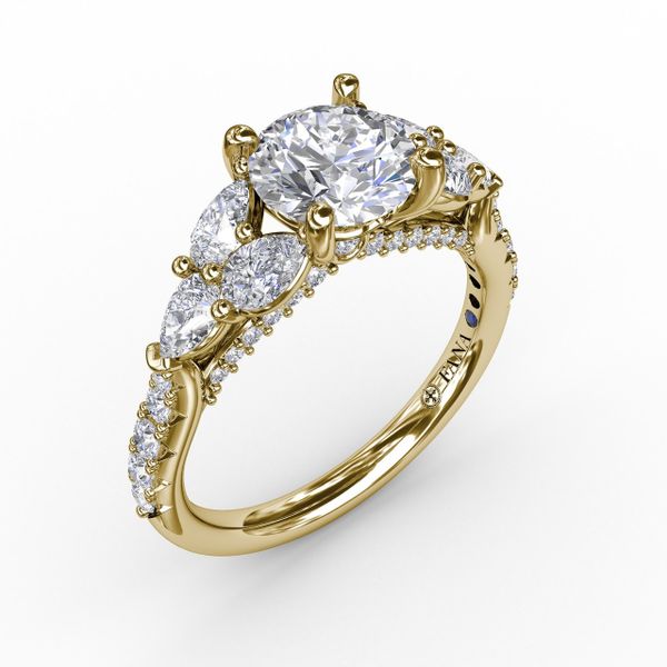 Floral Multi-Stone Engagement Ring With Diamond Leaves LeeBrant Jewelry & Watch Co Sandy Springs, GA
