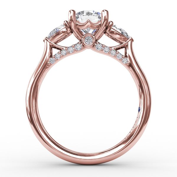 Classic Three-Stone Diamond Engagement Ring With Pear-Shape Side Diamonds Image 2 Parris Jewelers Hattiesburg, MS