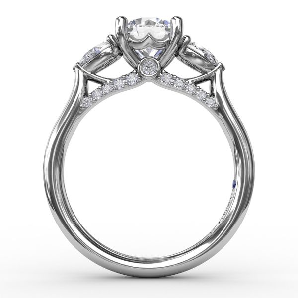 Classic Three-Stone Diamond Engagement Ring With Pear-Shape Side Diamonds Image 2 John Herold Jewelers Randolph, NJ