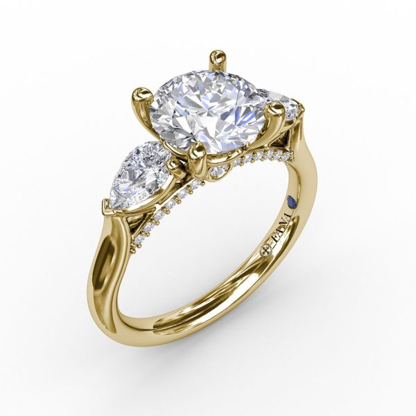 Classic Three-Stone Engagement Ring With Pear-Shape Side Diamonds S. Lennon & Co Jewelers New Hartford, NY