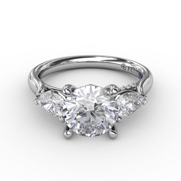 Classic Three-Stone Engagement Ring With Pear-Shape Side Diamonds Image 3 John Herold Jewelers Randolph, NJ