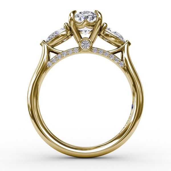 Classic Three-Stone Oval Engagement Ring With Pear-Shape Side Stones Image 2 John Herold Jewelers Randolph, NJ