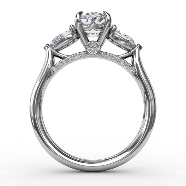 Classic Three-Stone Oval Engagement Ring With Pear-Shape Side Stones Image 2 J. Thomas Jewelers Rochester Hills, MI