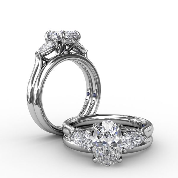 Classic Three-Stone Oval Engagement Ring With Pear-Shape Side Stones Image 4 Newtons Jewelers, Inc. Fort Smith, AR