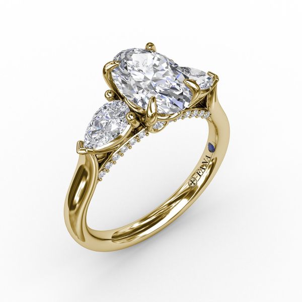 Classic Three-Stone Oval Engagement Ring With Pear-Shape Side Stones Newtons Jewelers, Inc. Fort Smith, AR