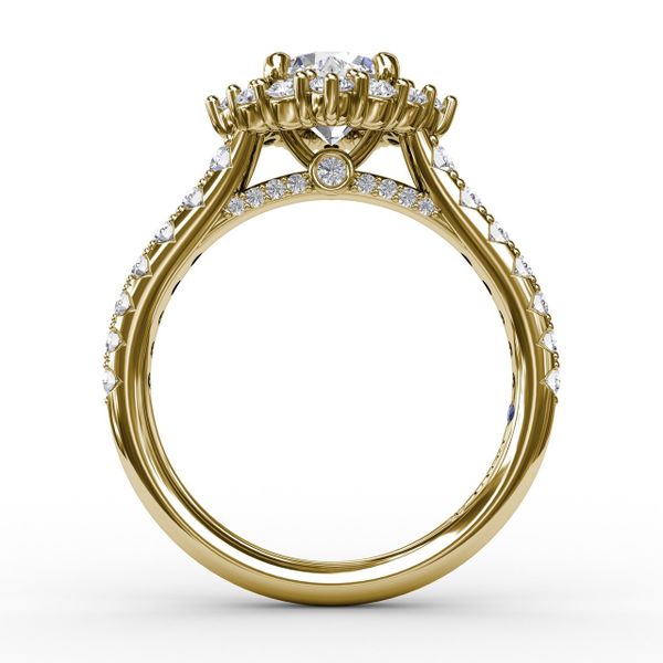 Angled Cushion-Shaped Diamond Halo Engagement Ring With Diamond Band Image 2 S. Lennon & Co Jewelers New Hartford, NY
