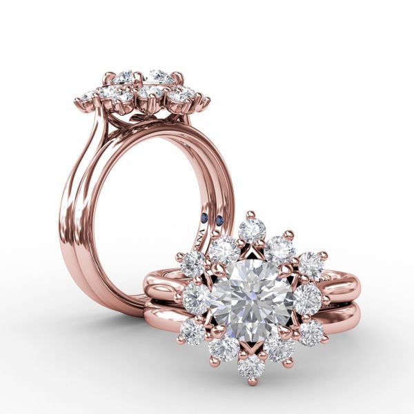 Contemporary Floral Halo Diamond Engagement Ring Image 4 Parris Jewelers Hattiesburg, MS