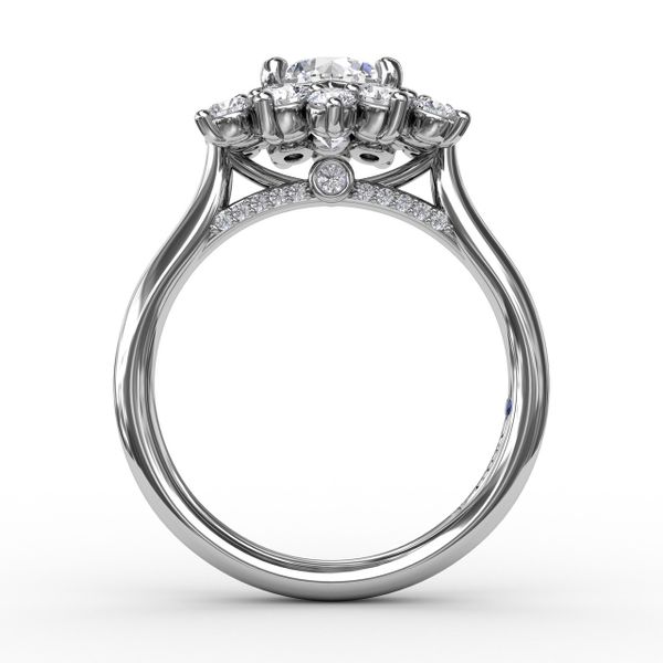 Contemporary Floral Halo Diamond Engagement Ring Image 2 Almassian Jewelers, LLC Grand Rapids, MI