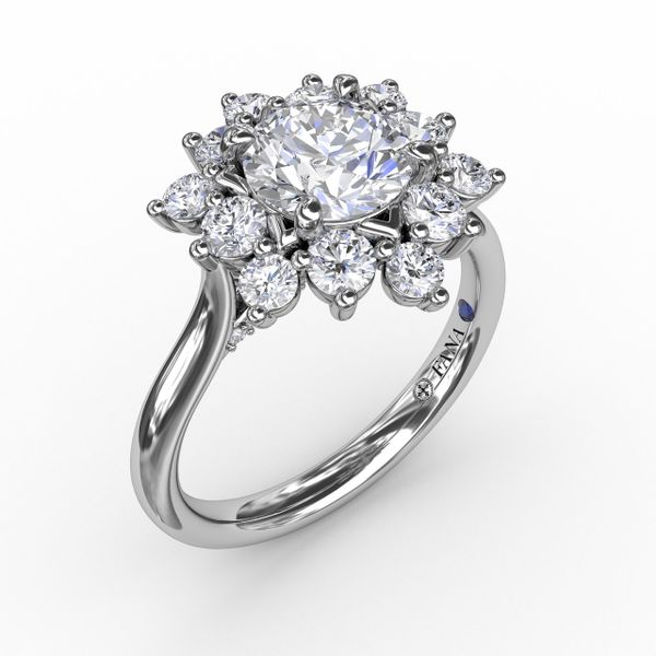 Contemporary Floral Halo Diamond Engagement Ring Almassian Jewelers, LLC Grand Rapids, MI