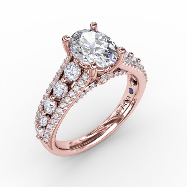 Classic Oval Diamond Solitaire Engagement Ring With Triple-Row Diamond Band John Herold Jewelers Randolph, NJ