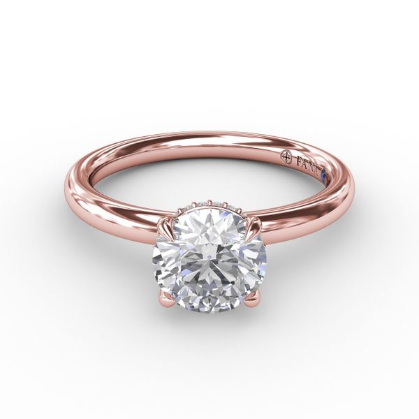 Contemporary Round Diamond Solitaire Engagement Ring With Hidden Pavé Halo Image 3 Almassian Jewelers, LLC Grand Rapids, MI
