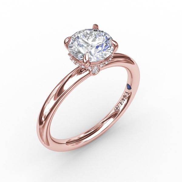 Contemporary Round Diamond Solitaire Engagement Ring With Hidden Pavé Halo Parris Jewelers Hattiesburg, MS