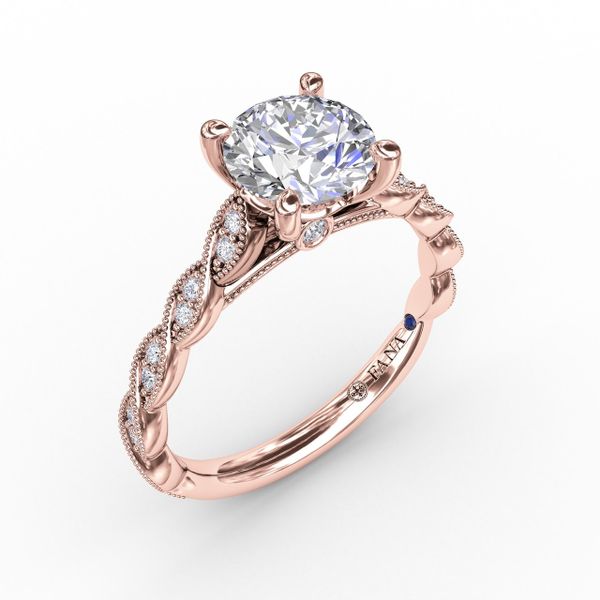 Classic Diamond Solitaire Engagement Ring With Diamond Twist Band Parris Jewelers Hattiesburg, MS