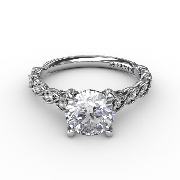 Classic Diamond Solitaire Engagement Ring With Diamond Twist Band Image 3 Parris Jewelers Hattiesburg, MS