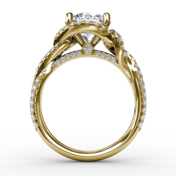 Contemporary Round Diamond Halo Engagement Ring With Twisted Shank Image 2 Parris Jewelers Hattiesburg, MS