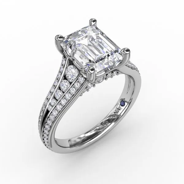 Contemporary Emerald Cut Diamond Solitaire Engagement Ring W