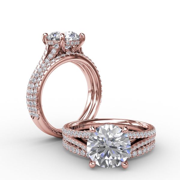 Classic Hidden Halo Round Diamond Solitaire Engagement Ring With Split-Diamond Shank Image 4 John Herold Jewelers Randolph, NJ