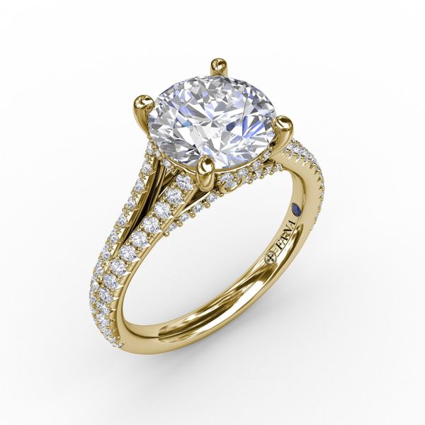 Classic Hidden Halo Round Diamond Solitaire Engagement Ring With Split-Diamond Shank Parris Jewelers Hattiesburg, MS