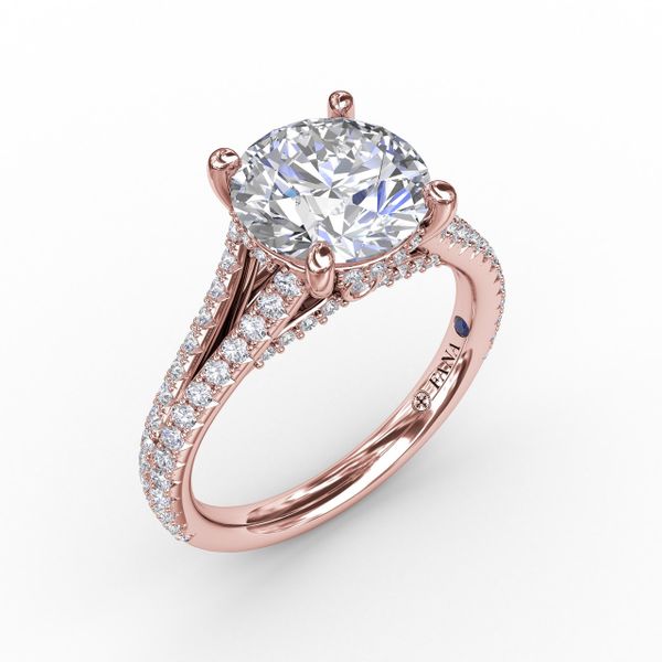 Classic Hidden Halo Round Diamond Solitaire Engagement Ring With Split-Diamond Shank Bell Jewelers Murfreesboro, TN