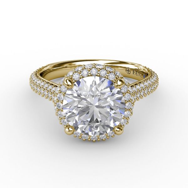 Seamless Pavé Diamond Double Halo Engagement Ring Image 3 Almassian Jewelers, LLC Grand Rapids, MI