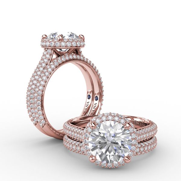 Seamless Pavé Diamond Double Halo Engagement Ring Image 4 S. Lennon & Co Jewelers New Hartford, NY