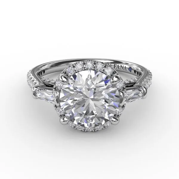 FANA Contemporary Diamond Solitaire Engagement Ring With Baguettes and