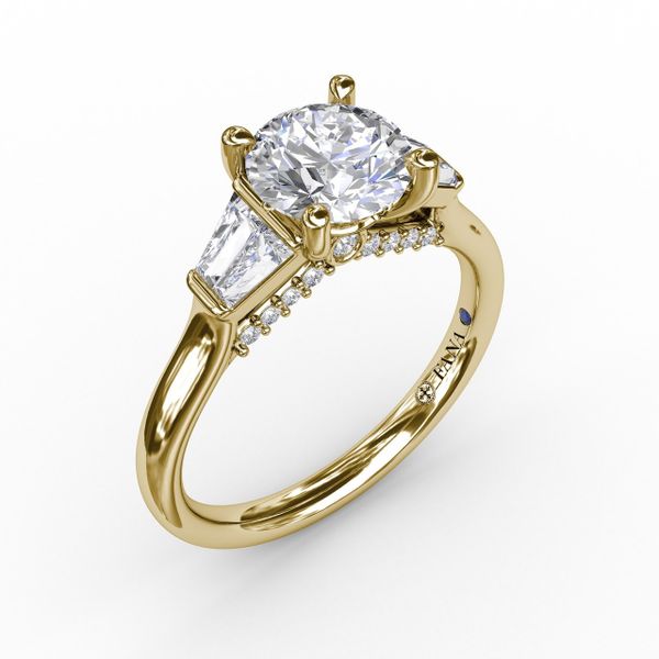 Three-Stone Engagement Ring With Tapered Baguettes Almassian Jewelers, LLC Grand Rapids, MI
