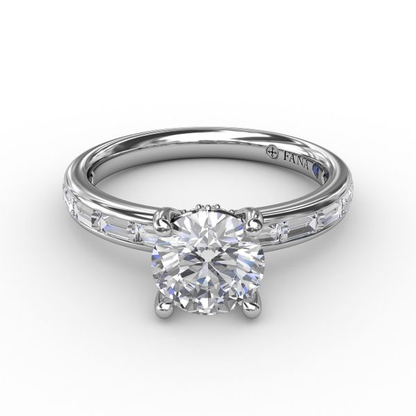 Classic Round Diamond Solitaire Engagement Ring With Baguette Diamond Shank Image 3 Newtons Jewelers, Inc. Fort Smith, AR
